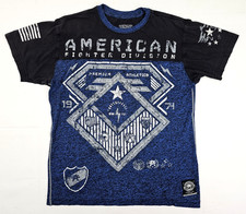 American Fighter MMA Double Sided Graphic T Shirt Men M Blue Combat Martial Arts