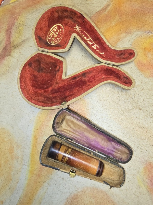 Vintage Amber And Meerschaum Cigarello Holder And Case + Empty Meerschaum Case