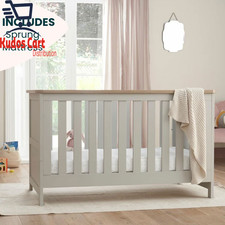 Tutti Bambini Verona Cot Bed with Sprung Mattress Grey & Oak Baby Nursery 