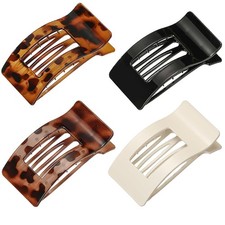 4 Pack Flat Hair Clips for Women, Large French Rectangle Lay Flat Claw Clips for