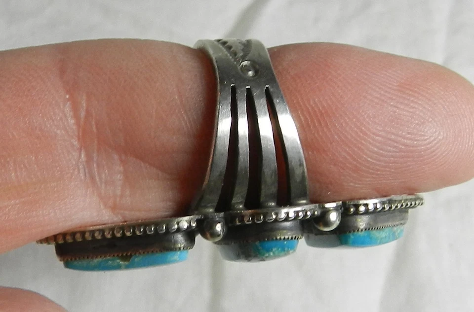 Native American Navajo Sterling + Turquoise Ring by Calvin Martinez - Size 9 - Image 4 of 4