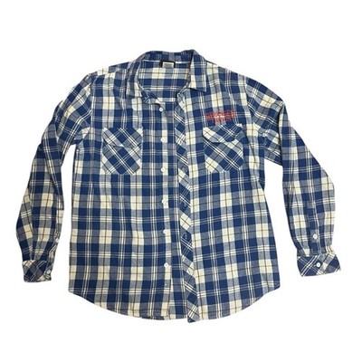 Stranger Things Blue White Plaid Button Up Long Sleeve M Shirt Unisex Netflix OG