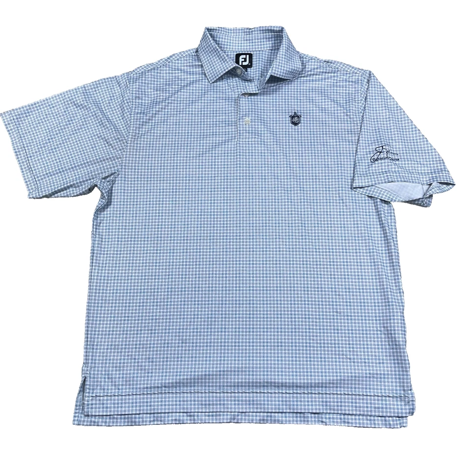 Foot Joy Polo Shirt Men Medium Blue Plaid Performance Golf Wicking Quick Dry FJ - Image 2 of 4