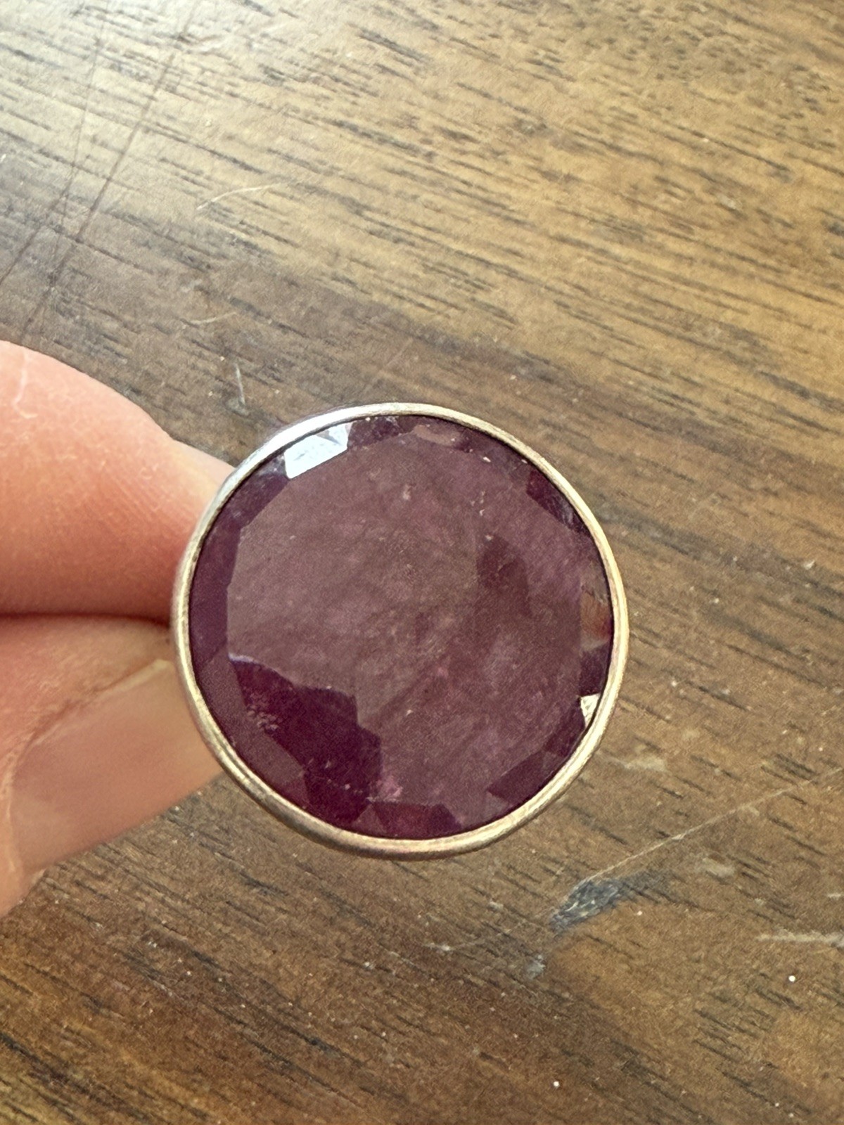 Ruby Faceted Round Sterling Silver Ring - image 12