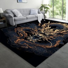 2d Dragon Design Black And Golden Area Rug. Area Rug Productsunder-bed Rugwas