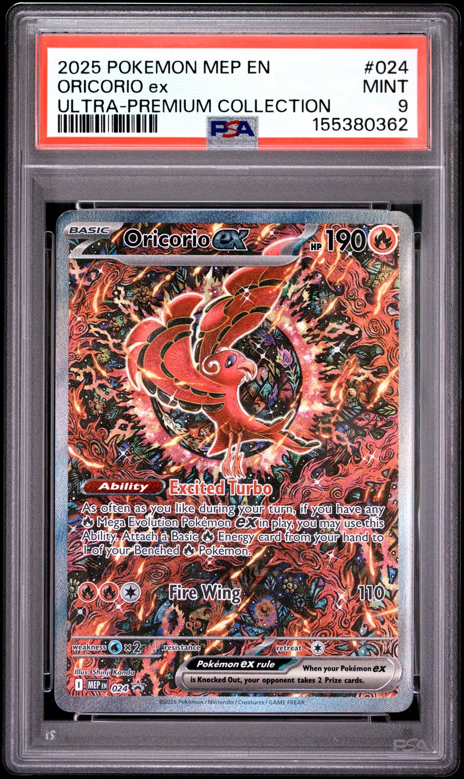 2025 POKEMON MEP EN-ME BLACK STAR PROMO #024 ORICORIO EX PSA 9
