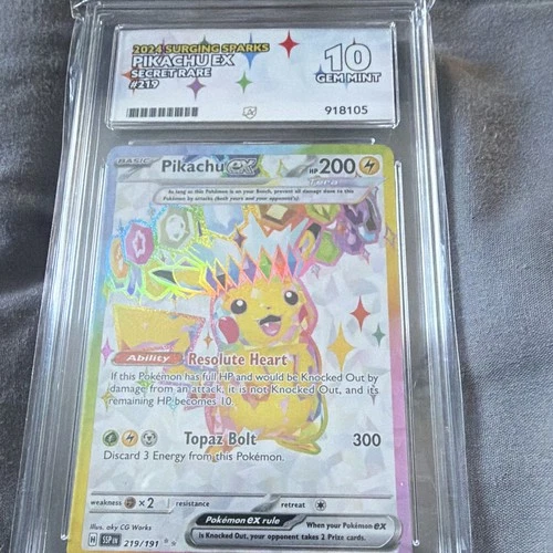 Pokémon TCG PIKACHU EX surging Sparks Graded ACE 10 SR
