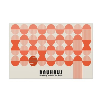Bauhaus Exhibition Mid Century Modern Art Red Circles Design - Canvas Wall Art 