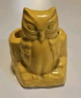 Vintage Frankoma Pottery #394 - Owl In Front Of Tree Trunk Planter - Yellow