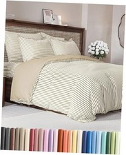 Duvet Cover King Size - Extra King 104x90 42 - Beige Stripes 2 No Comforter 