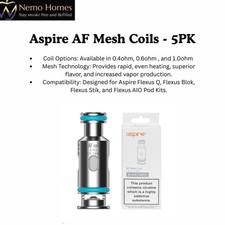 Aspire AF Mesh Coils – 5PK | for FLEXUS Q, STIK, BLOK, AIO, PRO Riil X Pod Kits