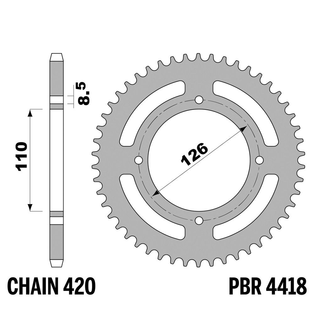 Pignon arrière PBR pas 420 réduit l'inertie de la Kawasaki KX 65 avec ses 47 dents en Ergal