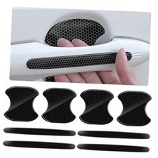8PCS Car Door Handle Protector with Reflective Design, Universal Fit, Black,