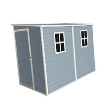Gray Outdoor Shed 4x8ft with Lockable Doors, Stable Floor, and Waterproof Design