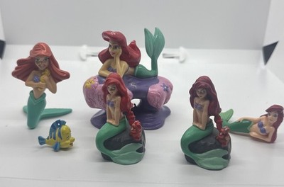 Disney The Little Mermaid Figures Toy LOT Ariel Vintage Cake Topper, Happy Meal