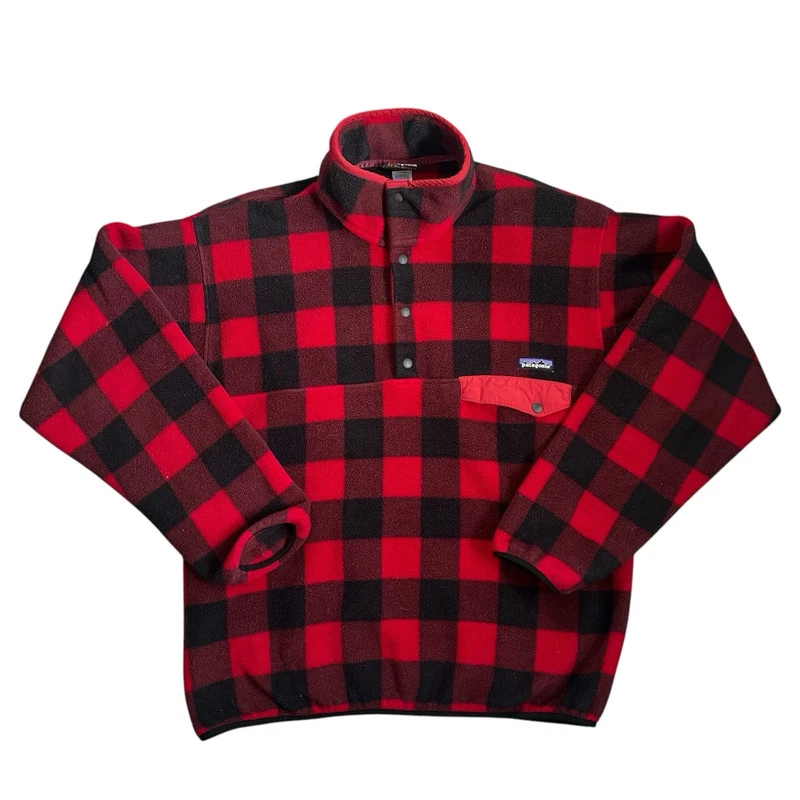 patagonia synchilla buffalo plaid snap t fleece pullover jacket