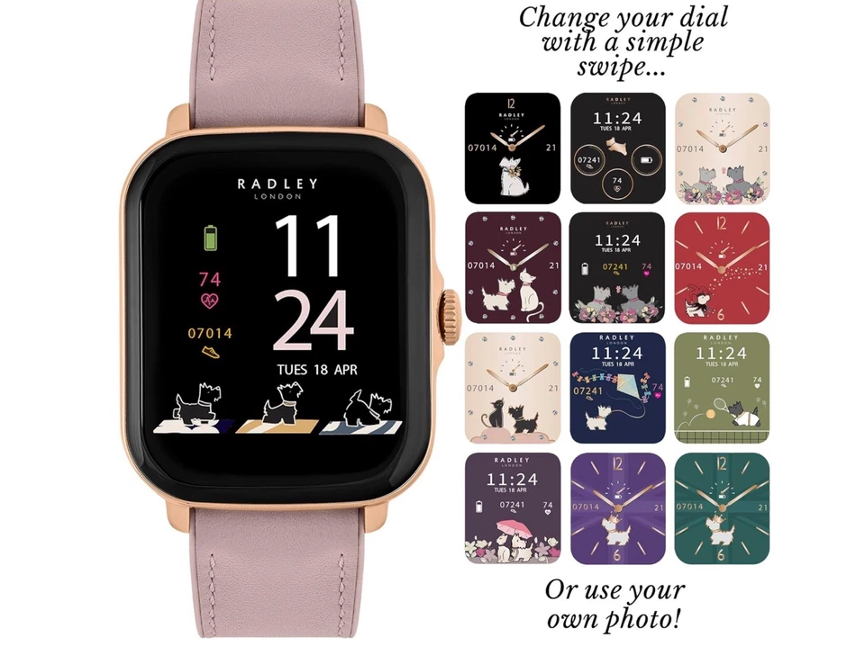 RADLEY S20 Teia de Aranha Rosa (Como Couro) Correia de Silicone Tela OLED de 1,7”   - Imagem 3 de 4