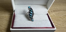 Vintage Zuni Sterling Silver Turquoise Ring Size 5