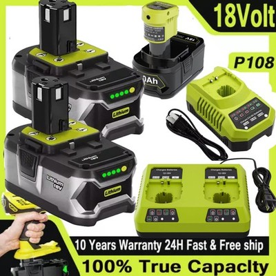8.0Ah For RYOBI P108 18V One Plus High Capacity Lithium ion Battery or Charger