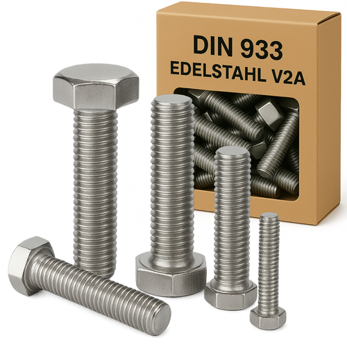V2A Edelstahl Sechskantschraube DIN 933 Gewindeschraube Vollgewinde B, 22,10