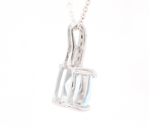 Colgante de piedra de nacimiento cojín de topacio azul natural de plata esterlina sólida y topacio azul natural - Imagen 11 de 18