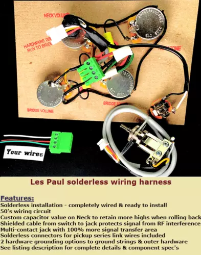 Les Paul Solderless 50's Wiring Upgrade + Short Shaft pots & Short Switch