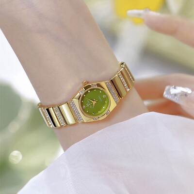Luxury Women Wrist Watch Round Face Golden Stylish Women's Quartz Wristwatch