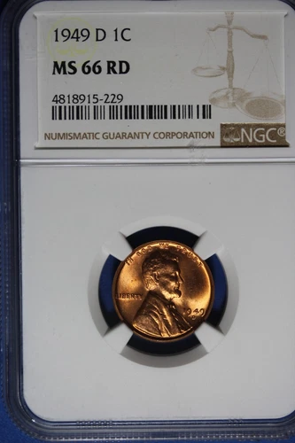1949 D NGC 1C MS66 RD LINCOLN WHEAT CENT #B49723