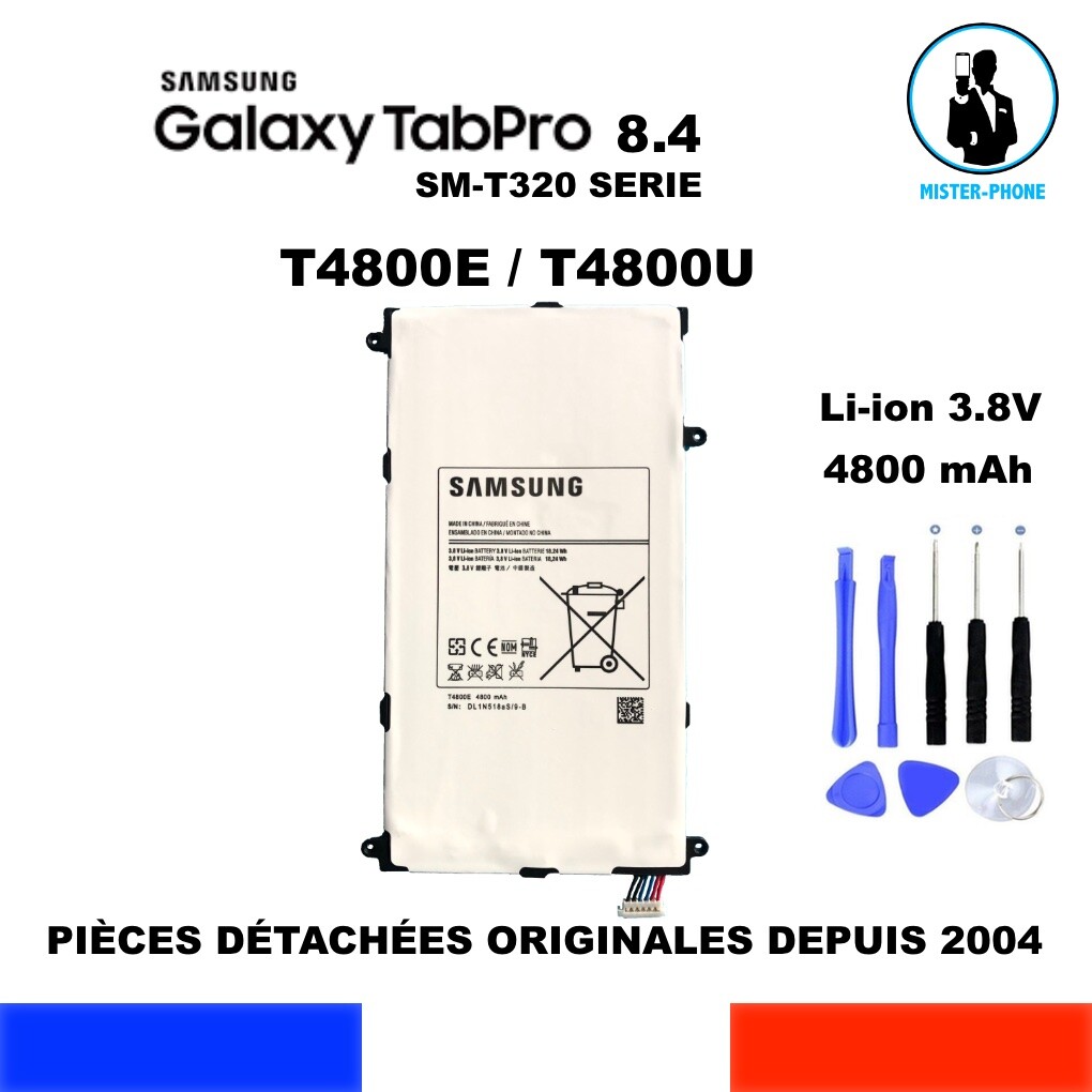 Batterie Samsung T4800E d'origine pour Galaxy TabPro 8.4 SM-T320 avec capacité de 4800mAh