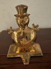 Brass Snowman Xmas Stocking Holder