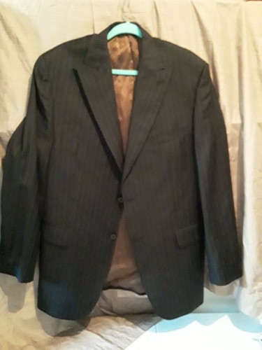 BLACK PINSTRIP SUIT TOP 44L 100%WOOL