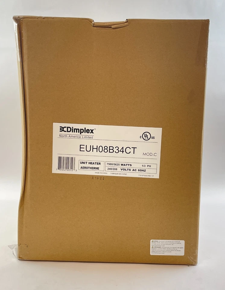 Unidad Dimplex Calentador Termostato EUH08B34CT 240/208V Foto 4 de 4