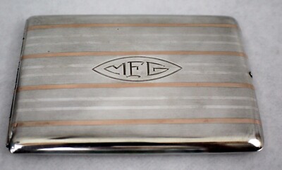 Antique Sterling Silver & 14K Gold Elgin AM MFG company, USA Cigarette Case  #25