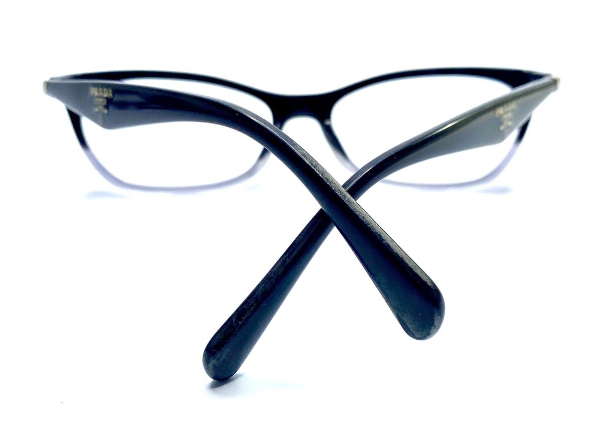 Prada Black Clear Gray Cat Eye Retro Eyeglasses Italy VPR