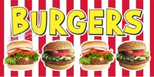BURGER BURGERS VINYL BANNERS  CHOOSE YOUR SIZE FULL COLOR NEW