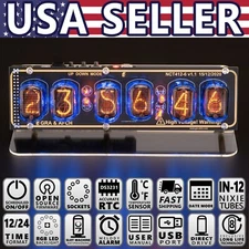 IN-12 Nixie Tubes Clock on Acrylic Stand with Sockets 12/24 UPS EXPRESS Shipping