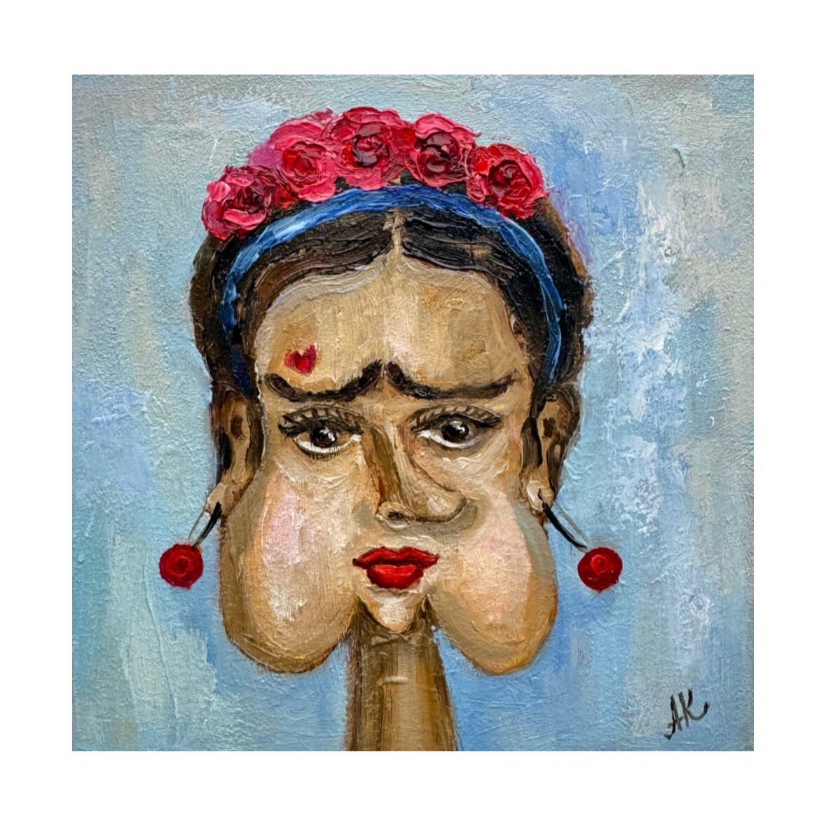 Original Art Frida Kahlo Painting Frida Portrait Art Women Tiny Art Frida  Art