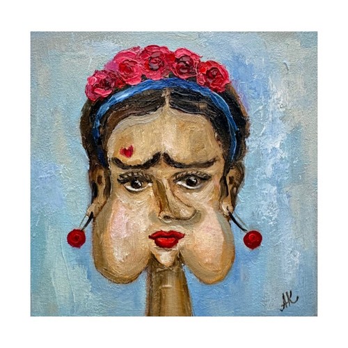 Original Art Frida Kahlo Painting Frida Portrait Art  Women Tiny Art Frida Art