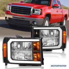 Headlights Fits 2007-14 Gmc Sierra 1500 2500hd 3500hd Headlamp Led Drl Black Headlights Fits 2007-14 Gmc Sierra 1500 2500hd 3500hd Headlamp Led Drl Black