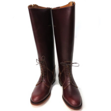 WW2 Stivali da equitazione in pelle fatti a mano alti stringati equitazione campo eleganti stivali