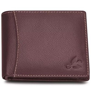 Portefeuille homme cuir véritable RFID Détenteur de carte de crédit bifold de grande capacité Brown