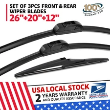 Set of 26" 20" 12" Windshield F&R OEM Wiper Blades For Toyota Highlander 15-19