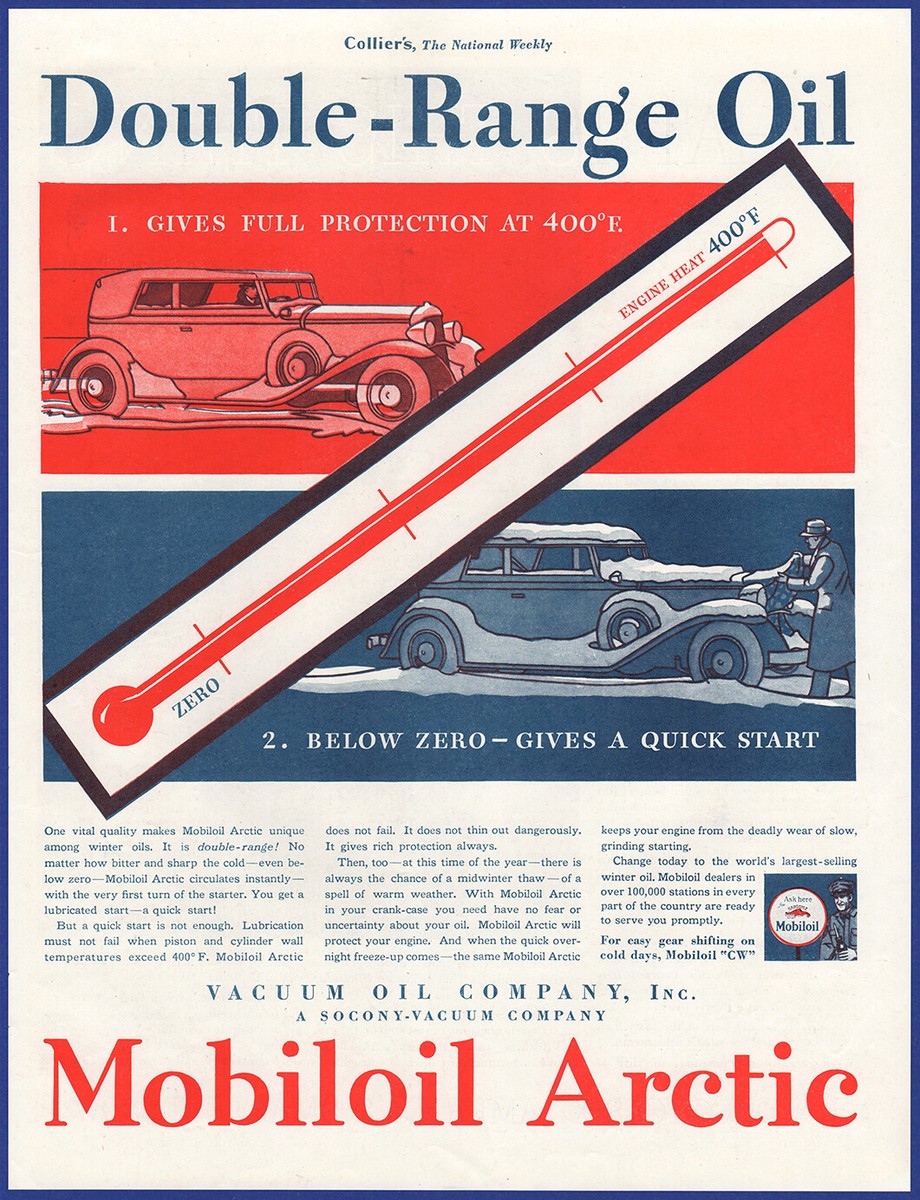 Vintage 1933 MOBILOIL Artic Motor Oil Garage Gas Station Ephemera