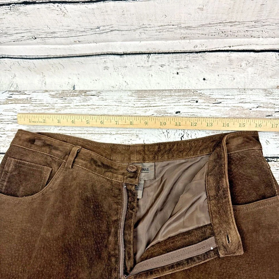 Брюки женские Brandon Thomas коричневые замшевые 100% кожа полностью с подкладкой [размер 12] б/у в отличном состоянии - Изображение 4 из 4
