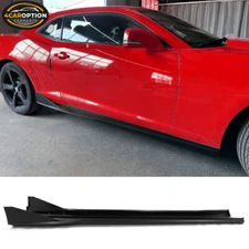 Fits 16-24 Camaro Ikon V3 Style Side Skirt Rocker Panel Lip Matte Black 4PCS PP