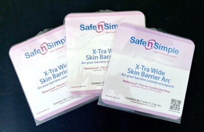 Lot 3 Pkgs NIP Safe N Simple X-Tra Wide Skin Barrier Arc 30 pcs each 2'' SNS21130