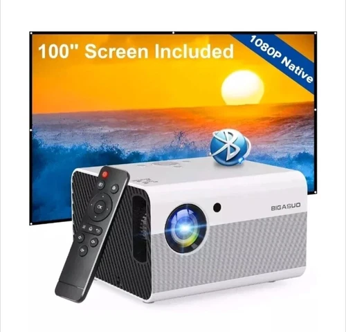 Bigasuo Mini Projector Bluetooth HD 1080P Native 8000L 100" Screen Model B-509