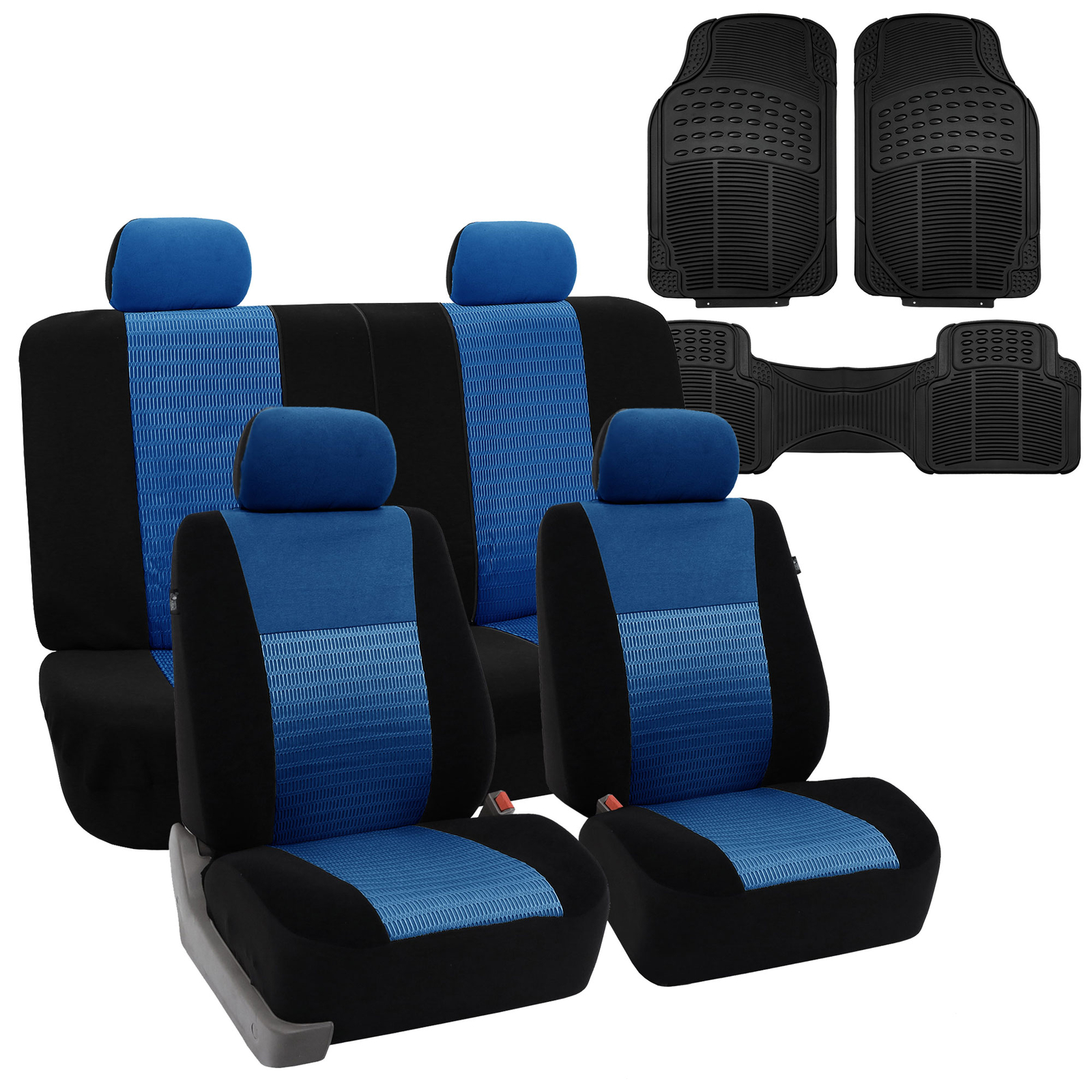 FH Group Universal Fit Blue Car Seat Cover for SUV Van 5 Seater w/ Floor Mats