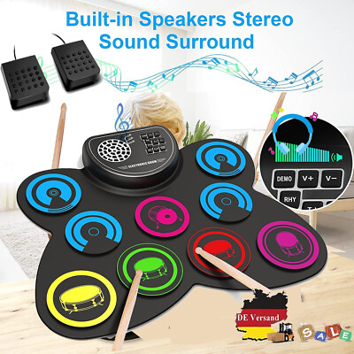 Digital Electronic Roll-Up 9 Drum-Pads Kinderschlagzeug Schlagzeug Drum Set dhl