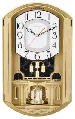 Bulova Golden Music Strike & Chime Wall Clock, Gold-C4900-tested